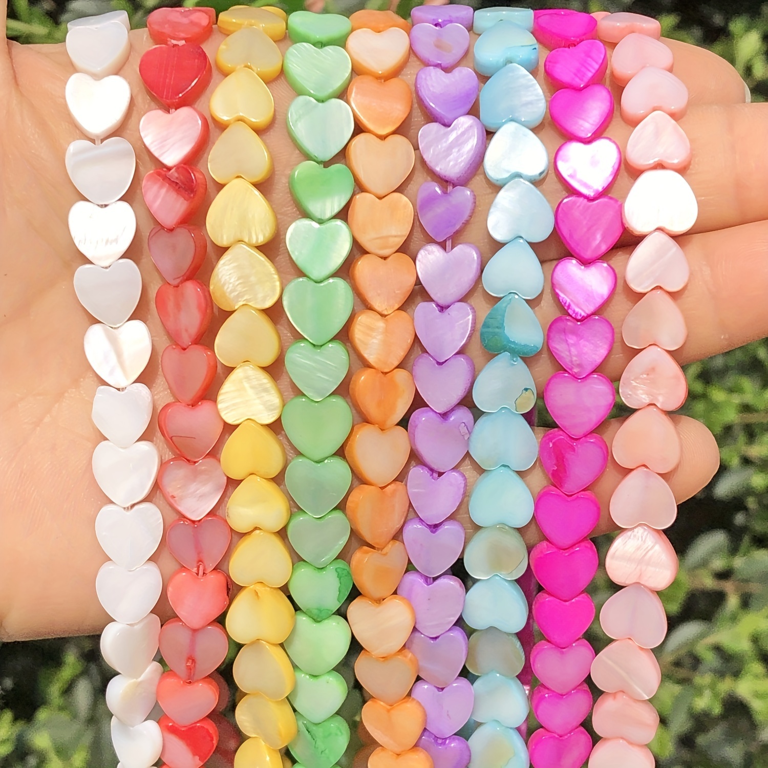 

50pcs 0.314" Candy Colors Small Stone Love Heart Shape Beads Freshwater Shell Beads For Jewelry Making Diy Bracelet Earrings Accessories