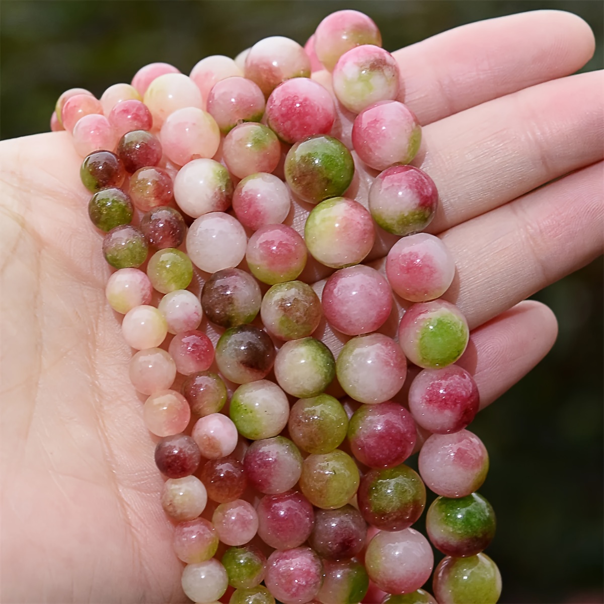 

6/8/10mm Natural Watermelon Tourmaline Jades Round Loose Stone Beads - For Jewelry Making Diy Bracelet Necklace Accessories