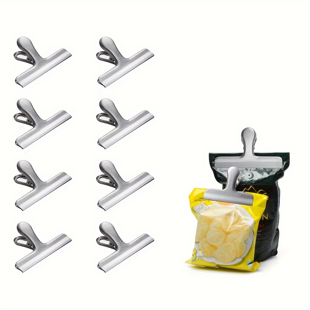 6 Pack Bag Clips, Stainless Steel Chip Clip, Black Chip Clips Bag Clips Food  Cli