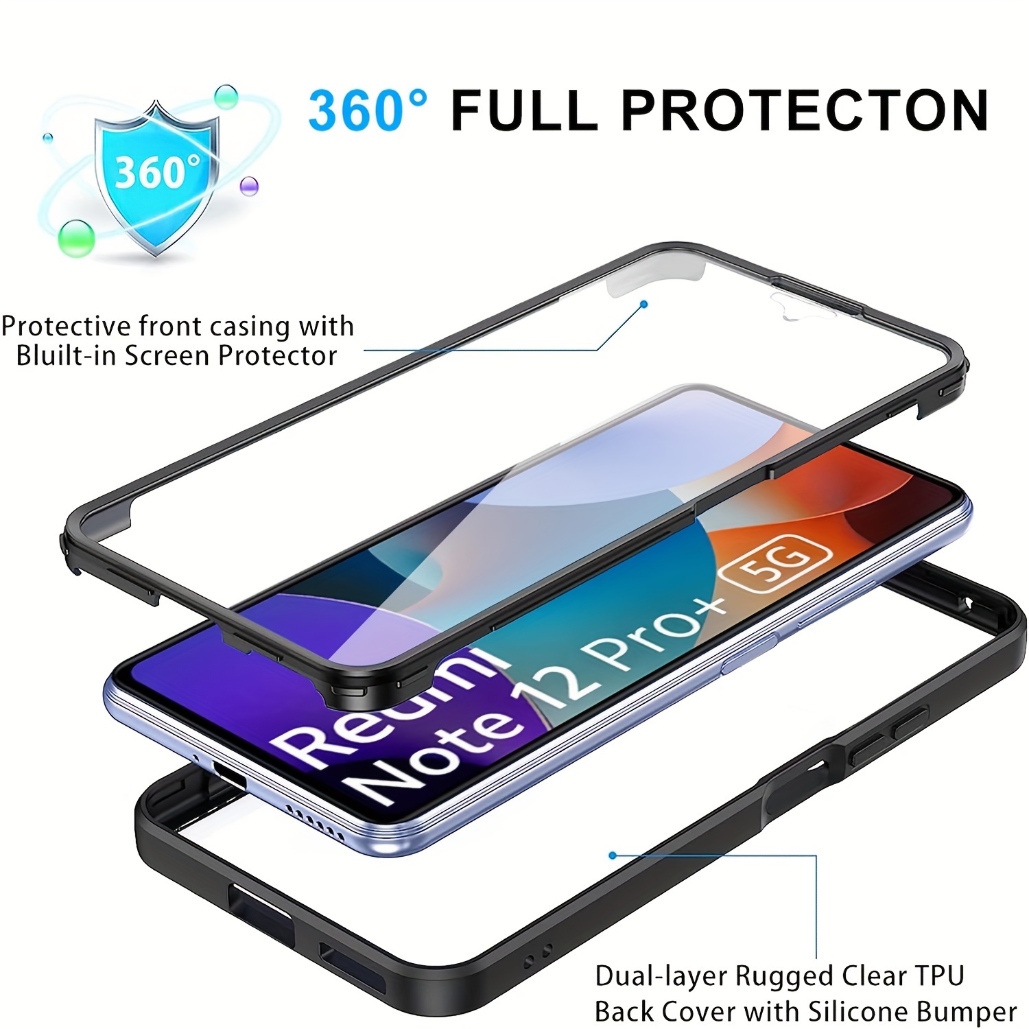 360 Full Cover Case For Xiaomi Redmi Note 11 Pro Plus 5G Screen Protector  Film Protective Shell For Redmi Note 11S 5G Case