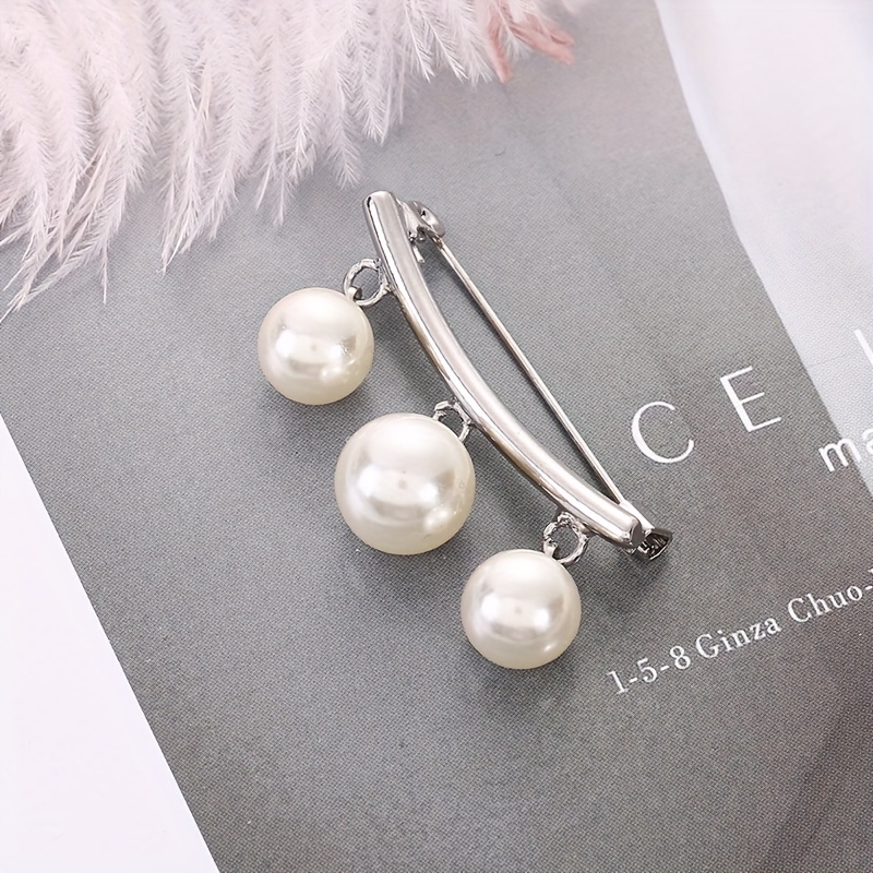 Faux Pearls Brooch Pin Set Elegant Clothings Decoration For - Temu