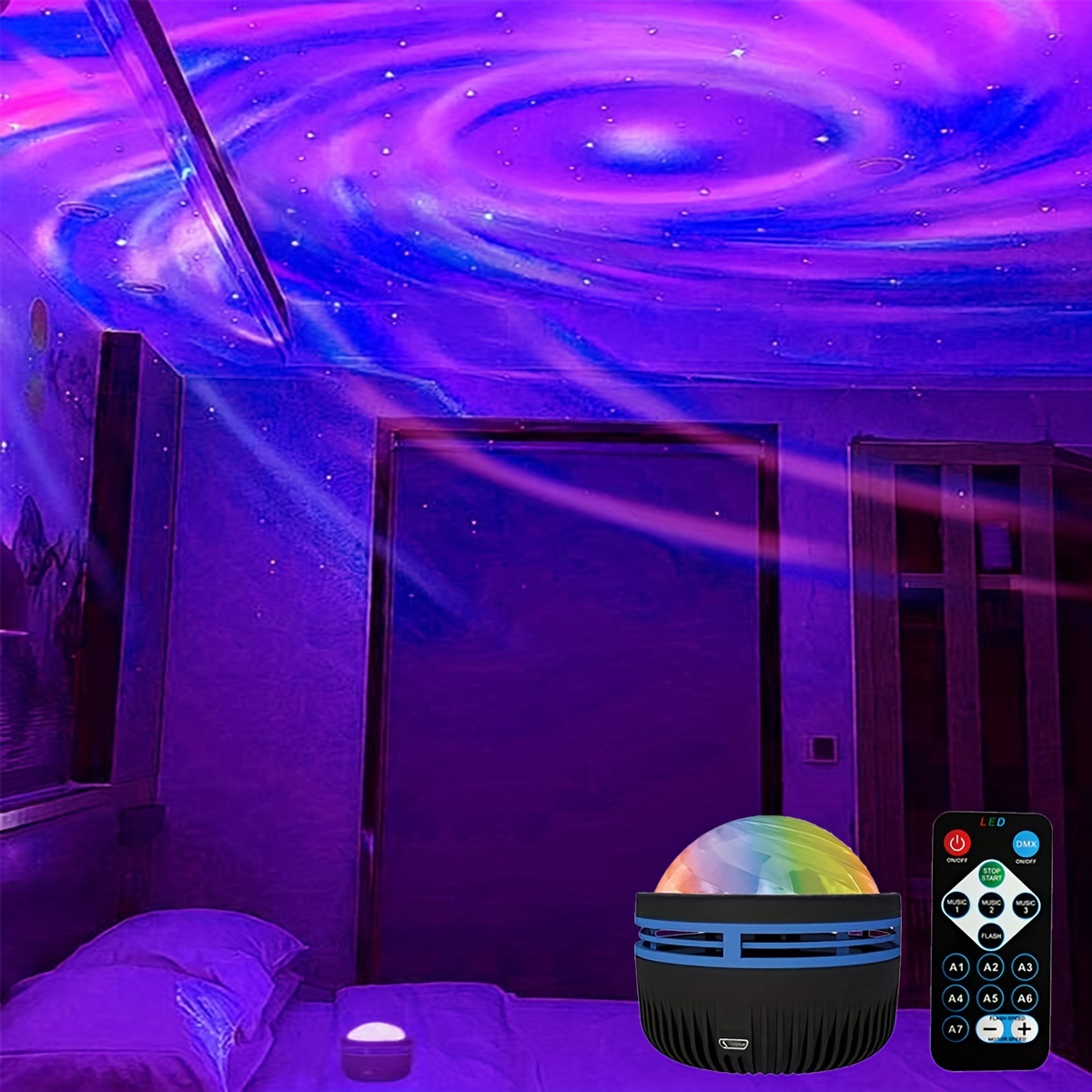 1pc Projecteur D'étoiles LED Avec RGB, Couleurs Réglables, Économie  D'énergie, Protection Des Yeux, Éclairage Doux Et Télécommande, Lumière De  Nuit