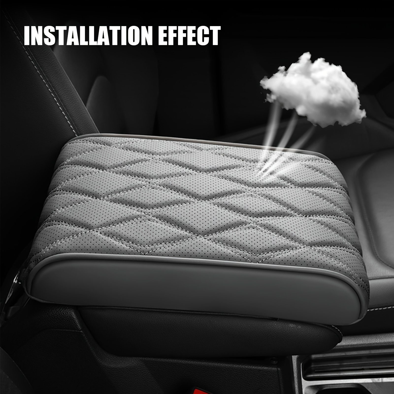 Car Armrest Box Pad Faux Leather Easy to Clean