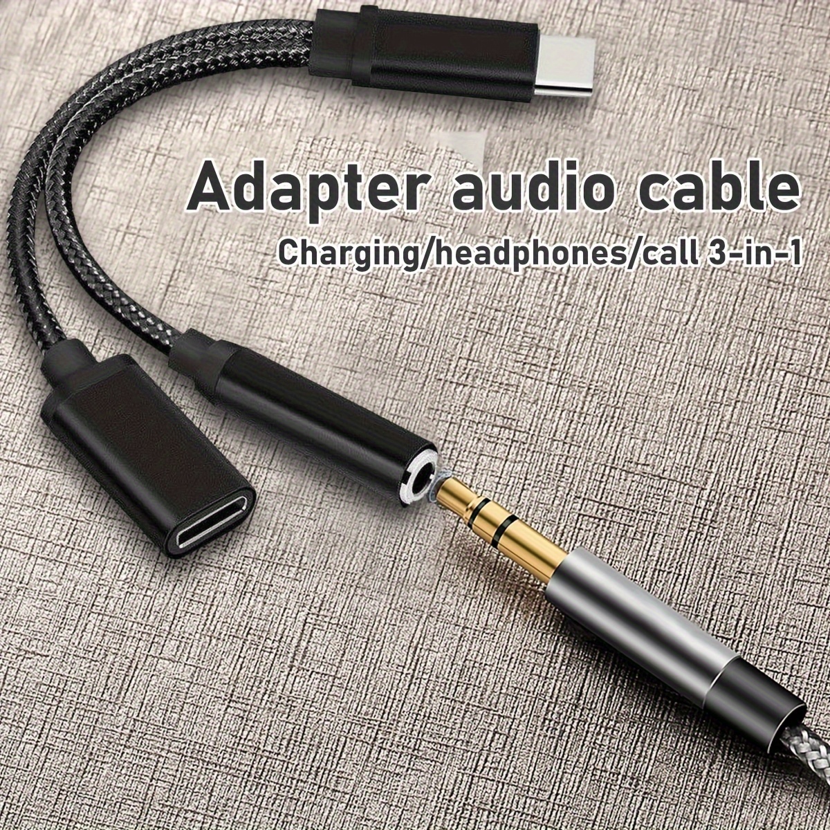 3.5mm Adaptador Auriculares 2 En 1 Adaptador Usb Tipo C Cable Adaptador  3.5mm Soporte Universal Cambio Canción Remota Ajuste Volumen - Tecnología -  Temu