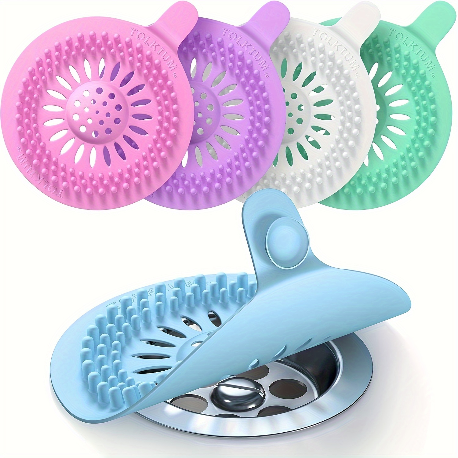 Lot de 2 couvercles de canalisation de douche en silicone – Attrape-cheveux  et bouchon pour salle de bain – Facile à installer et à nettoyer – Empêche  les cheveux de boucher les