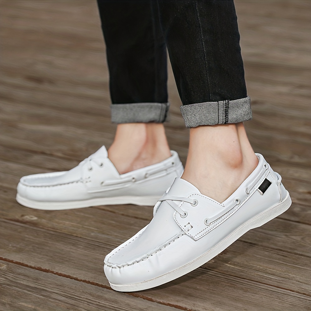 plus size mens boat loafers with pu leather   wear resistant slip on shoes for outdoor walking spring and summer details 39