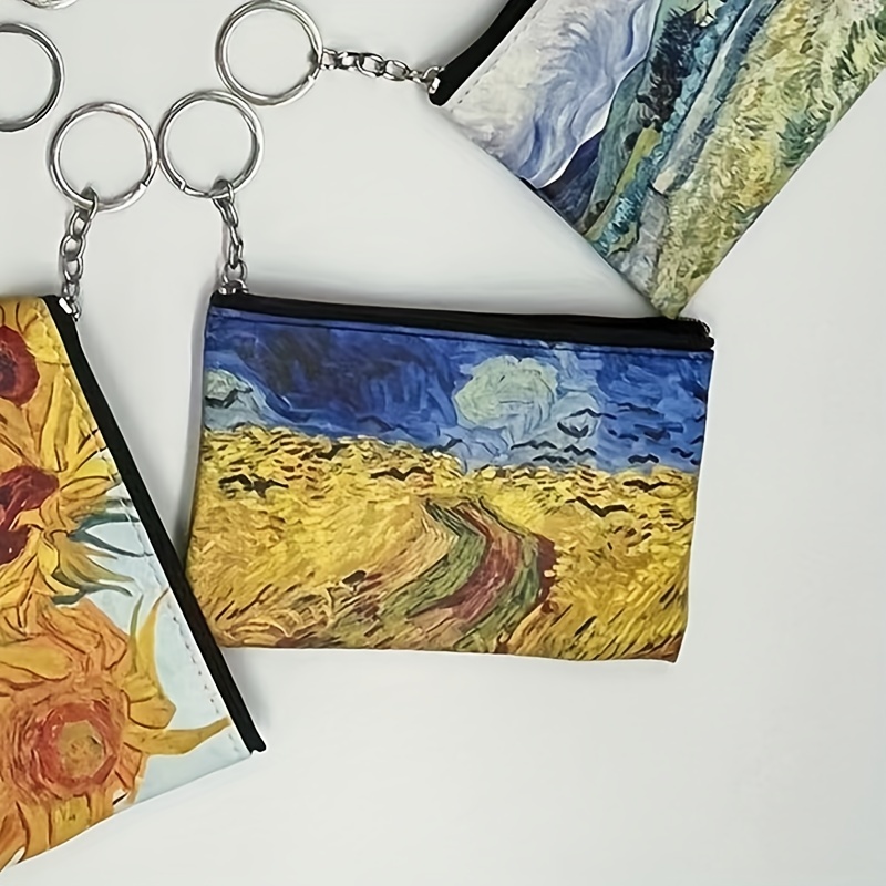 Oil Painting Print Mini Coin Bag, Casual Zipper Wallets, Storage Bag For  Keys & Lipsticks