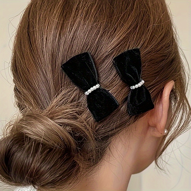 Twin Bear - Polka Dot Faux Pearl Bow Hair Clip