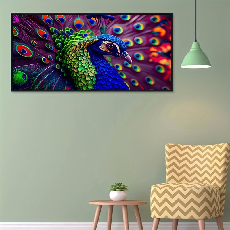 5d Diy Artificial Diamond Painting Blue Peacock Diamond - Temu