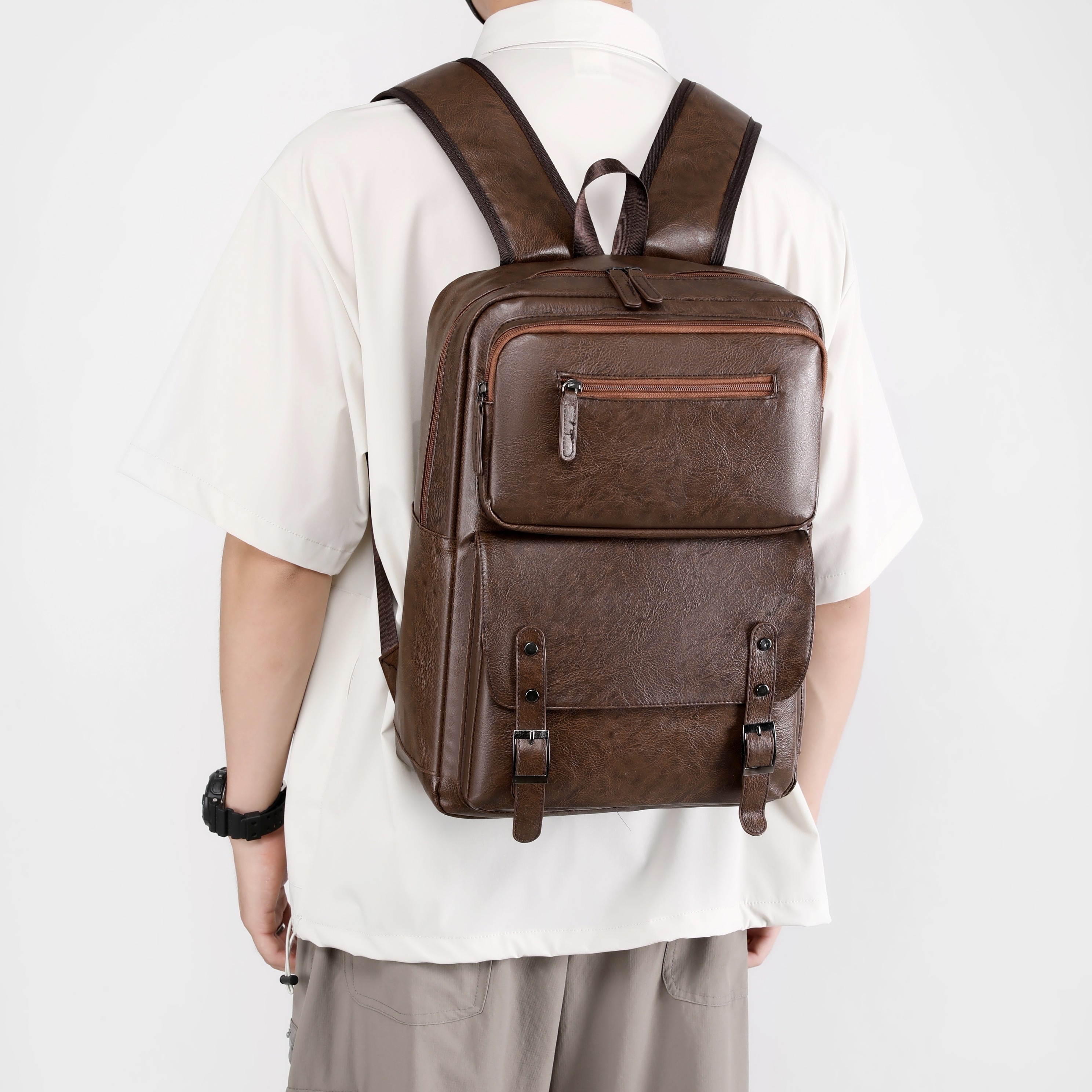 Blu Flut Men's Backpack, Vintage Simple Leather Large Capacity