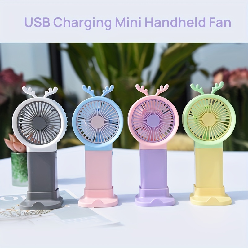 1pc Mini Cartoon Handheld Small Fan Usb Charging Desktop - Temu