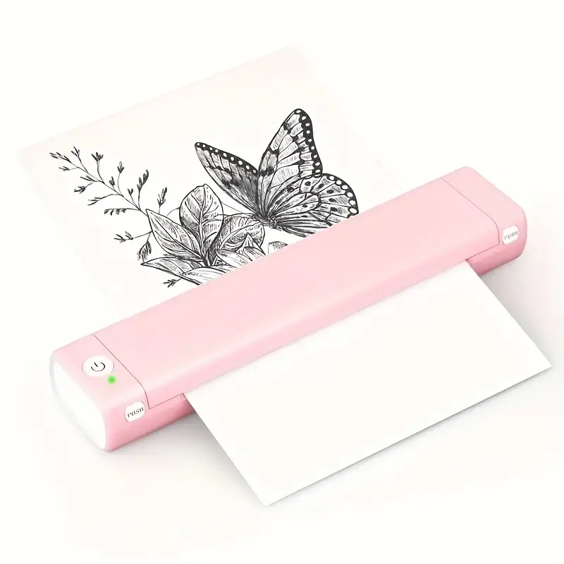 portable printers wireless for travel m08f bt thermal mobile printer support 8 5 x 11 letter size thermal paper on the go inkless portable bt printer for laptop phone and ipad pink details 1