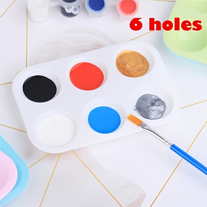 6-hole Color Palette 6 Wells Color Mixing Tray Plastic For Watercolor - Temu