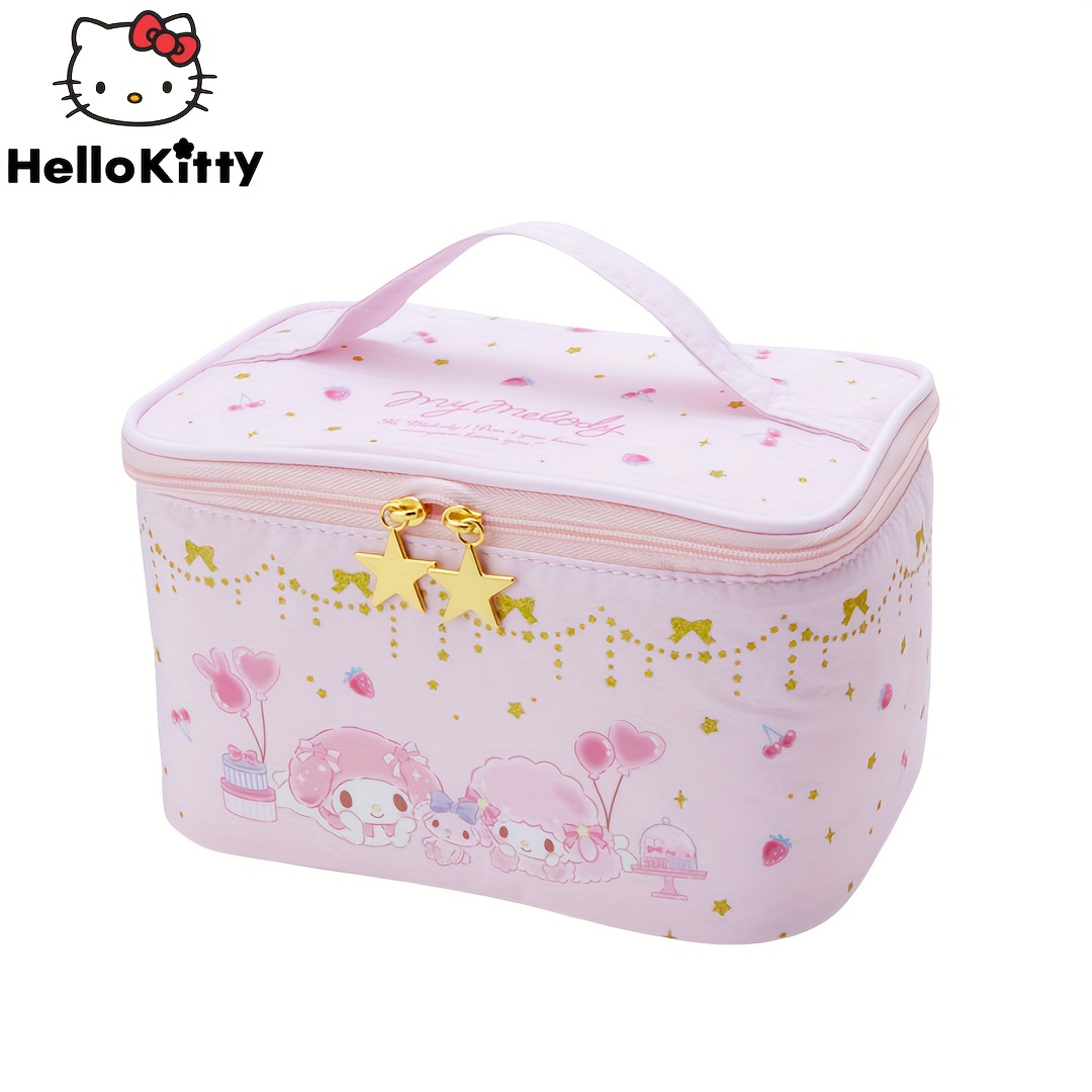 Kawaii Anime Sanrios HelloKittys Cinnamoroll New Small Bag My Melody Girls'  Cherry Jelly Makeup Storage Wash Bag Big Face Shape