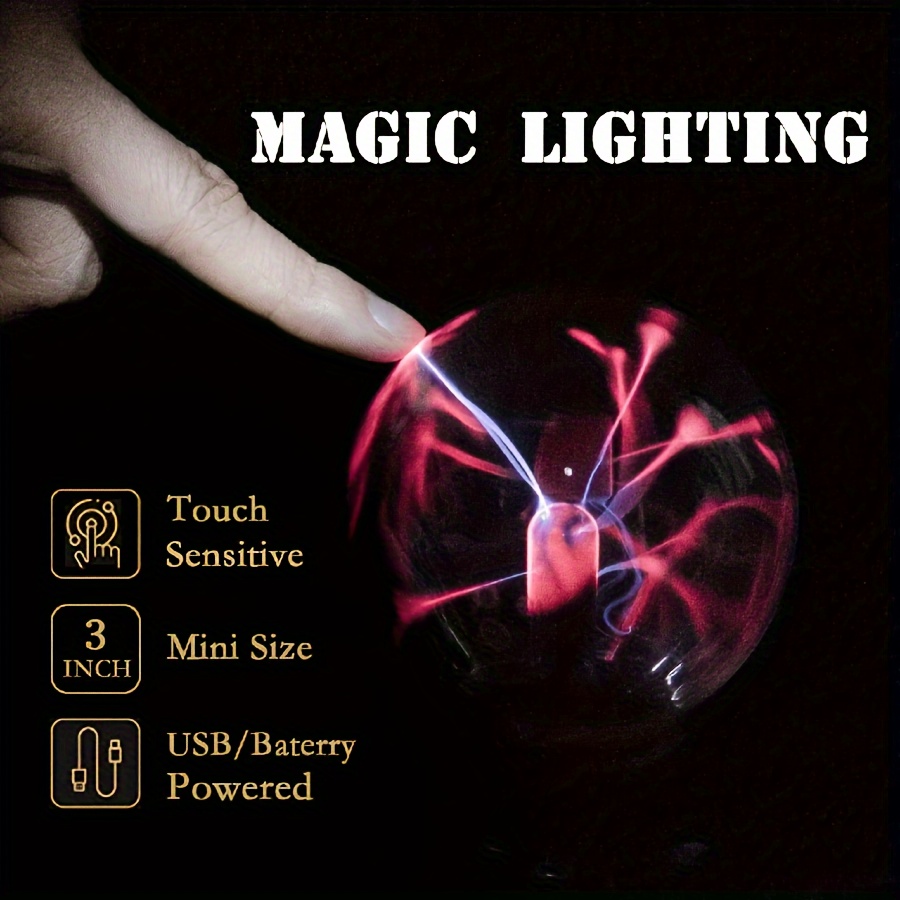1pc 3in Lámpara Bola Plasma Mágica Luz Nocturna Ambiente - Temu