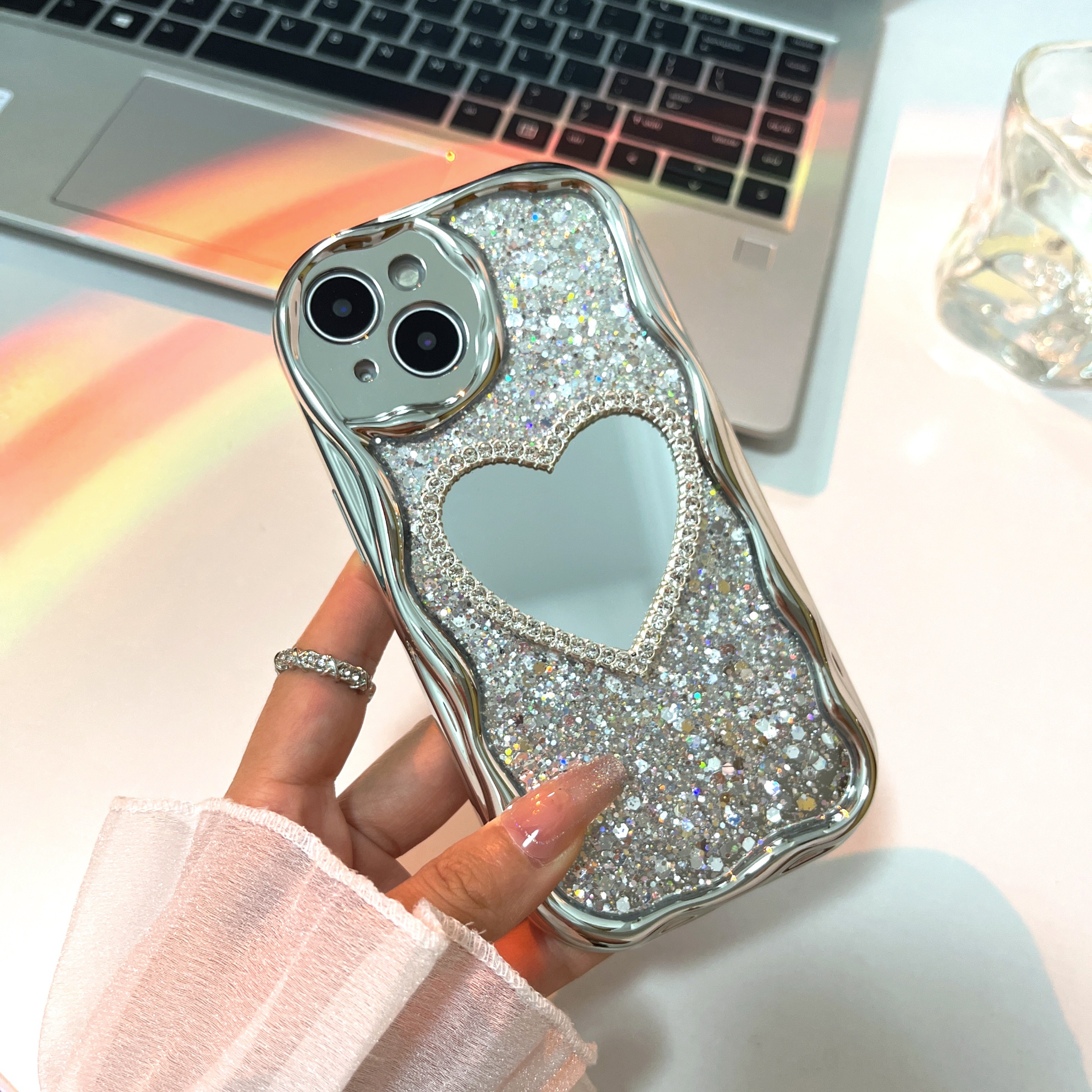 

Electroplated Cream Pattern Glitter Mirror Suitable For Iphone All-inclusive Protective Case Creative Niche For Iphone 14 13 12 11 X Plus Pro Max