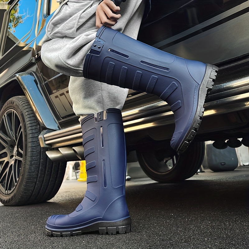 Men High Top Rain Boots Wear Resistant Waterproof Non Slip Rain