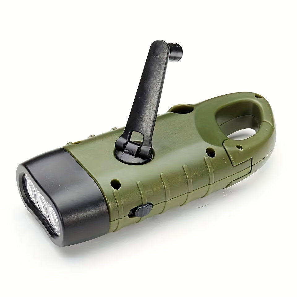 Portable Hand Crank Flashlight With 3 Led Lights For Camping