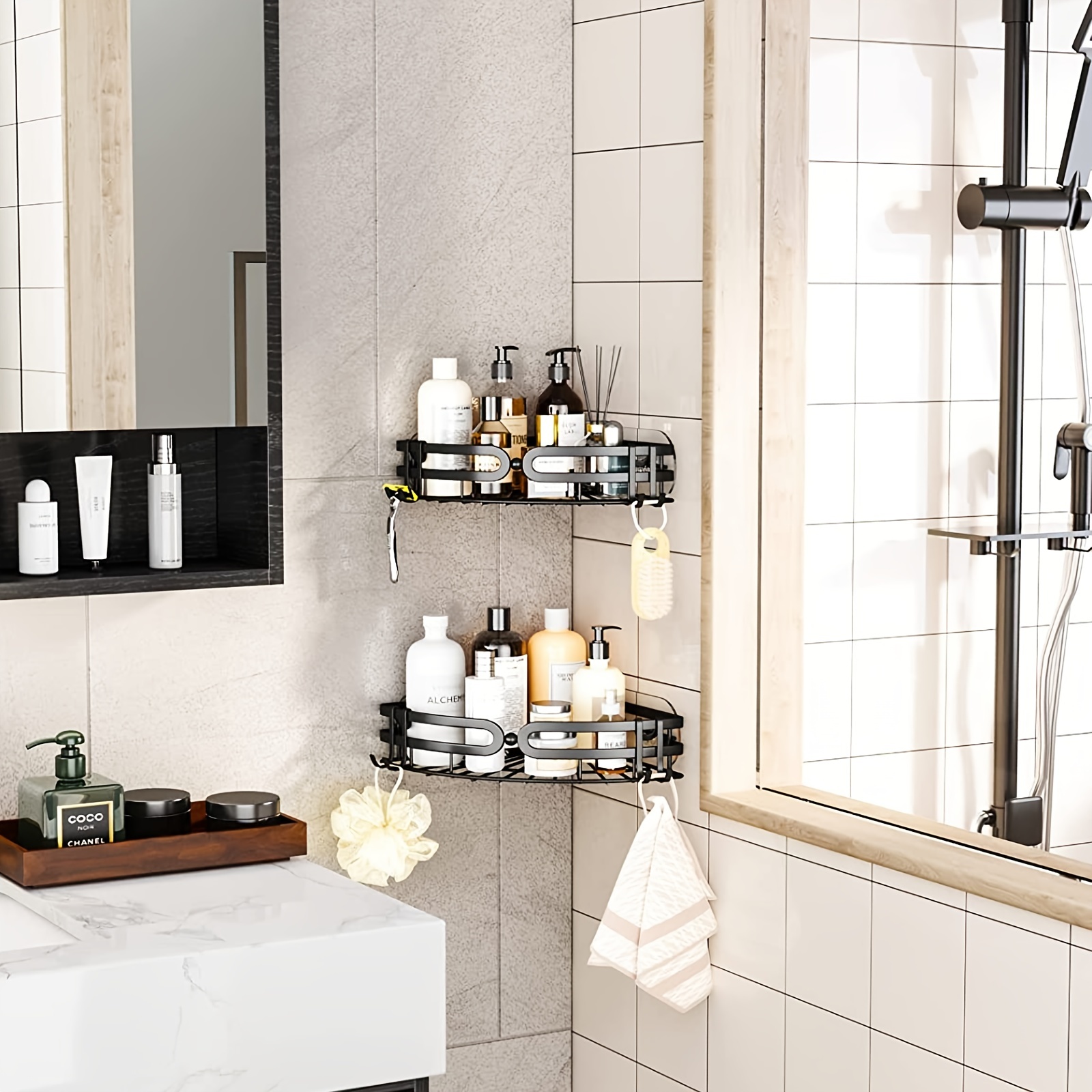  ODesign Shower Caddy Storage with Removable 4 Hooks