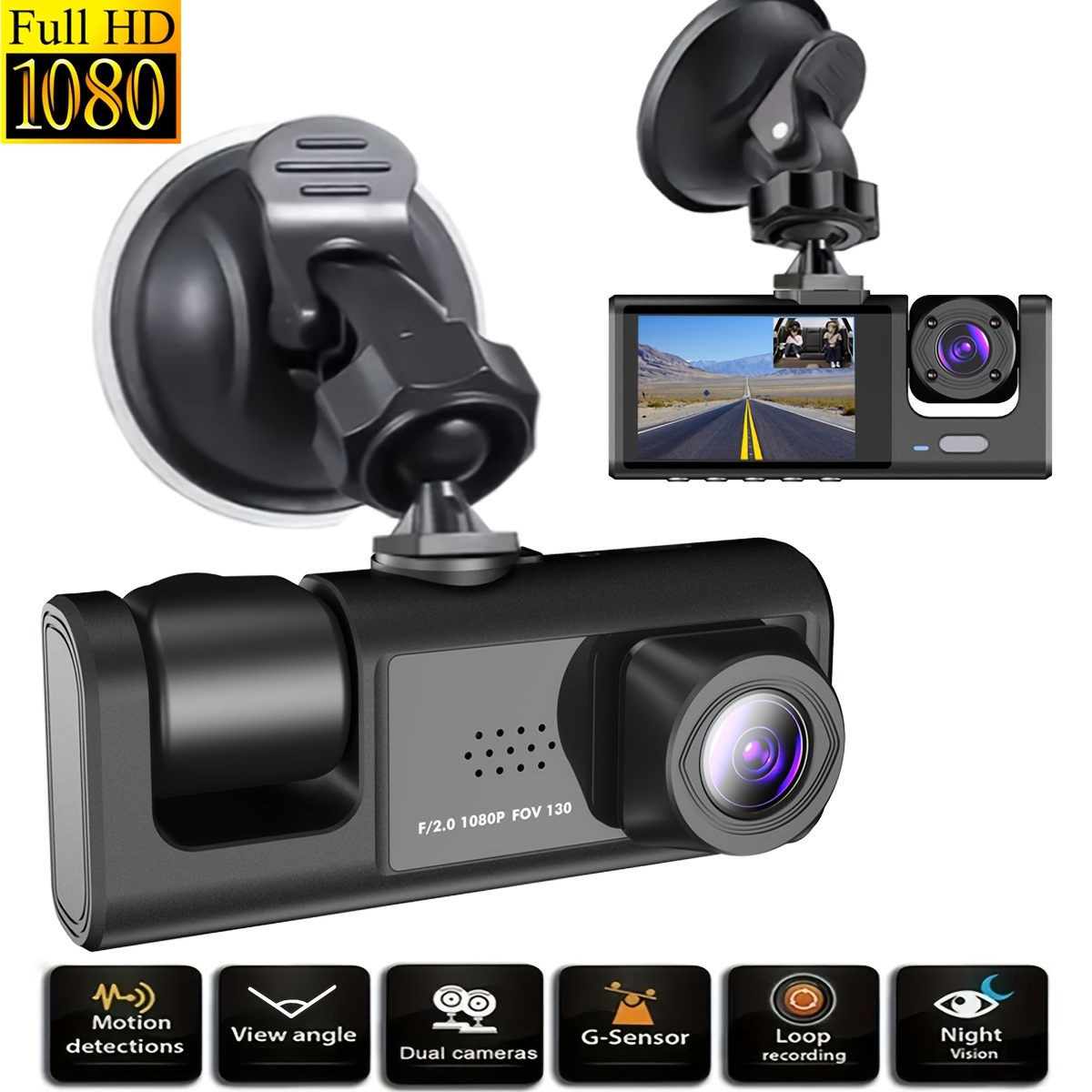 Dashcam Caméra embarquée voiture 1080P vision nocturne et écran 6 c
