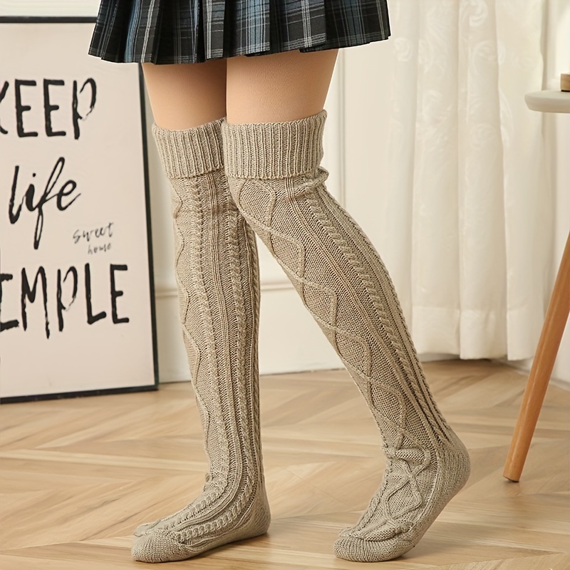Women's Thigh High Socks Winter Warm Tall Long Knee - Temu