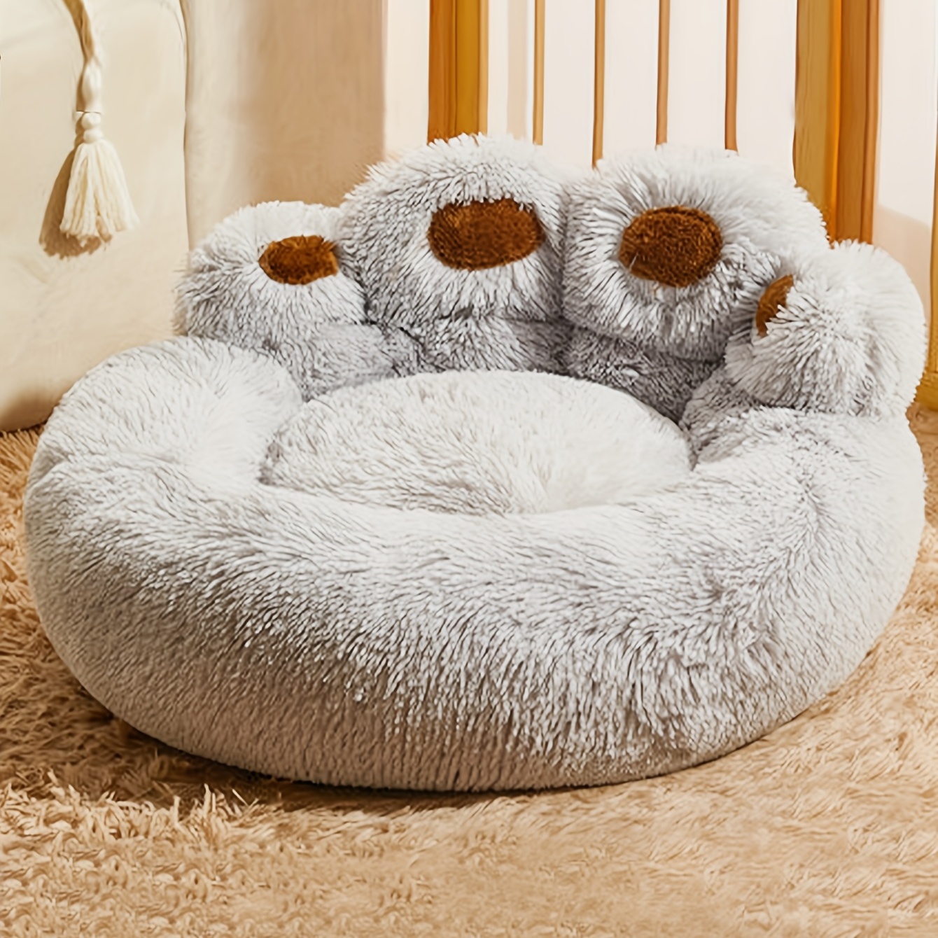 1個【超豪華】ペットネスト 犬ベッド 猫の巣 暖かい 柔らかい ふわふわ