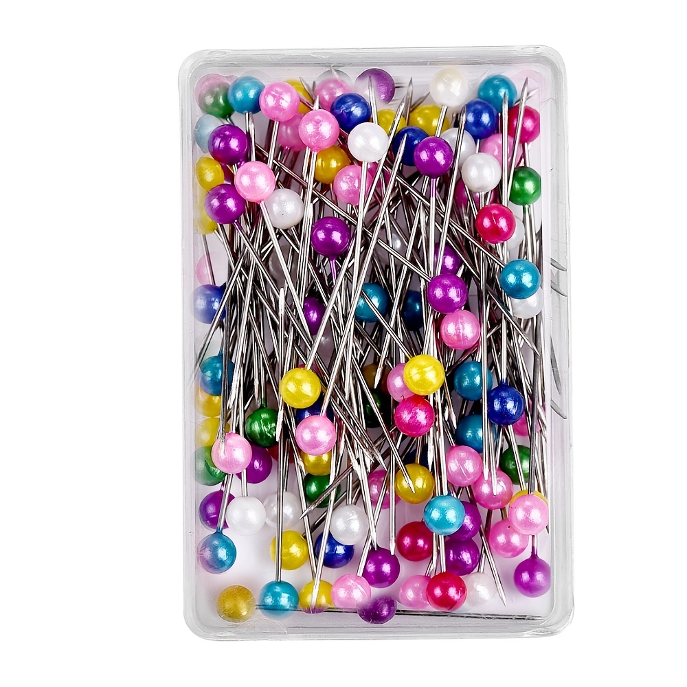 160-200Pcs 38cm Colorful Round Pearl Head Needles Stitch Straight Push Sewing  Pins For Dressmaking DIY