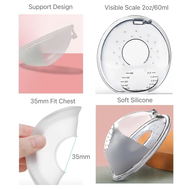 2pcs silicone breast milk collector with stand scale soft breast shell reusable nursing pad nursing cup portable travel milk saver for breastfeeding protect sore nipples 2oz 60ml details 5