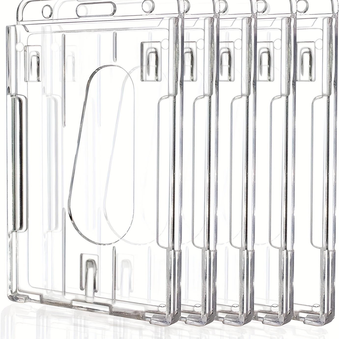 Lot de 4 porte-carte d'identité en plastique rigide transparent pour 2  cartes avec fente pour le pouce - Double face - Porte-cartes verticales  pour