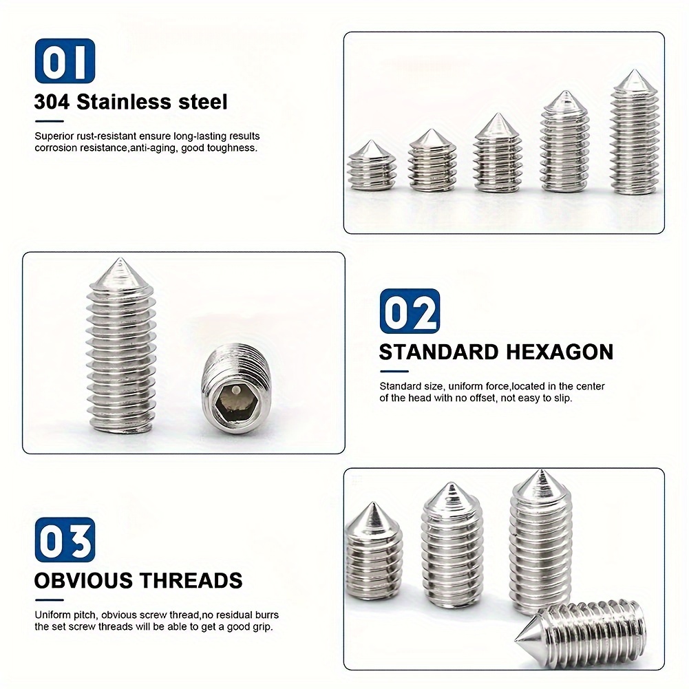20pcs Hex Headless Screws Fixing Screw Kit