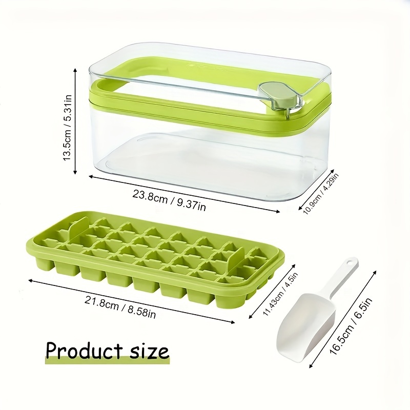 One-button Press Ice Cube Tray Mould Container Box with Lid