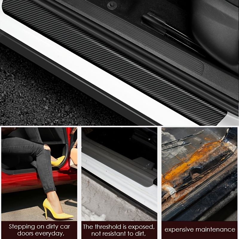 3d Carbon Fiber Car Scratch Door Sill Threshold Stickers - Temu