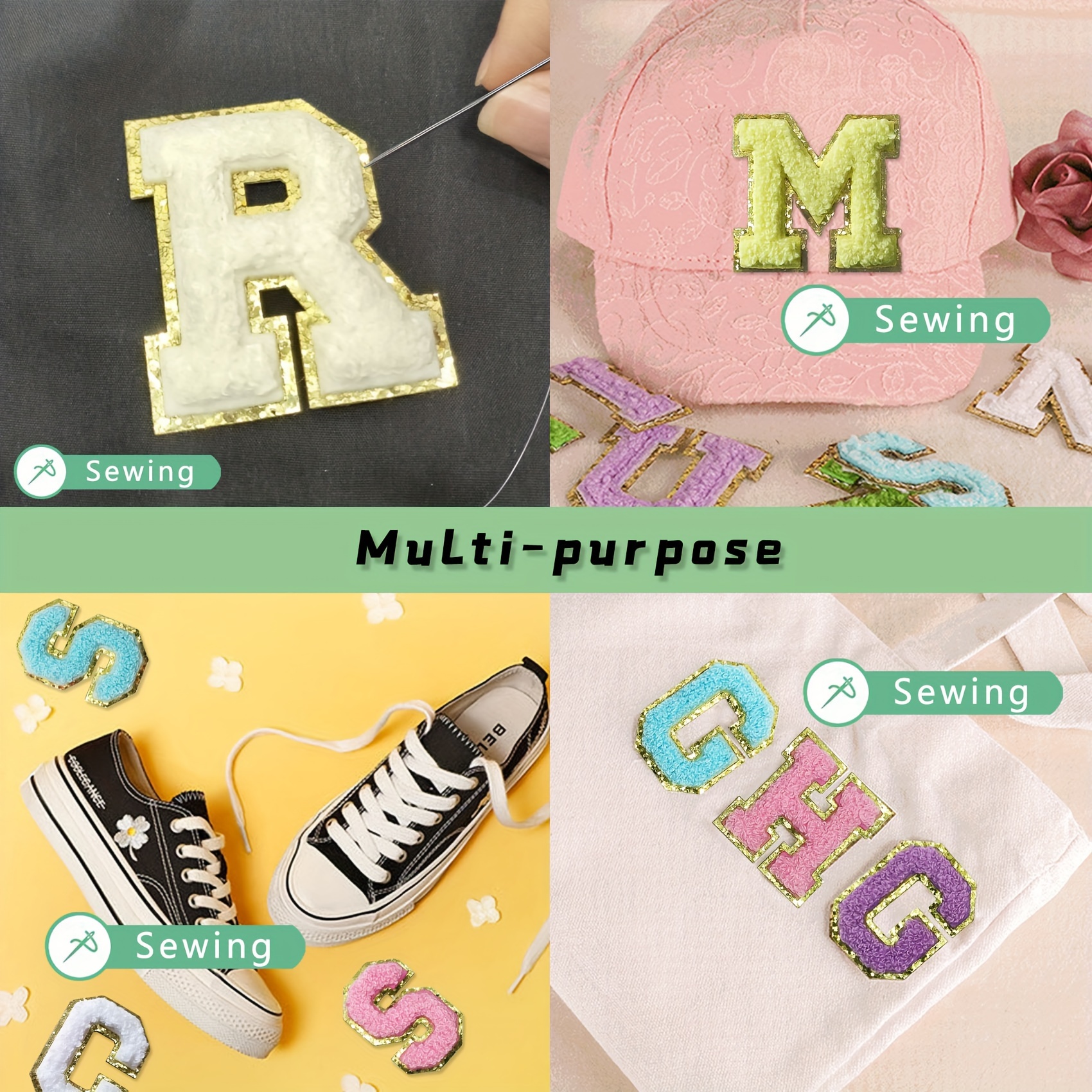 10Pcs Self Adhesive Chenille Letter Patches Iron on Varsity Preppy Letter  Patches Stick on Glitter Fuzzy Letters for Clothing Bag Laptop Phone Case（C）