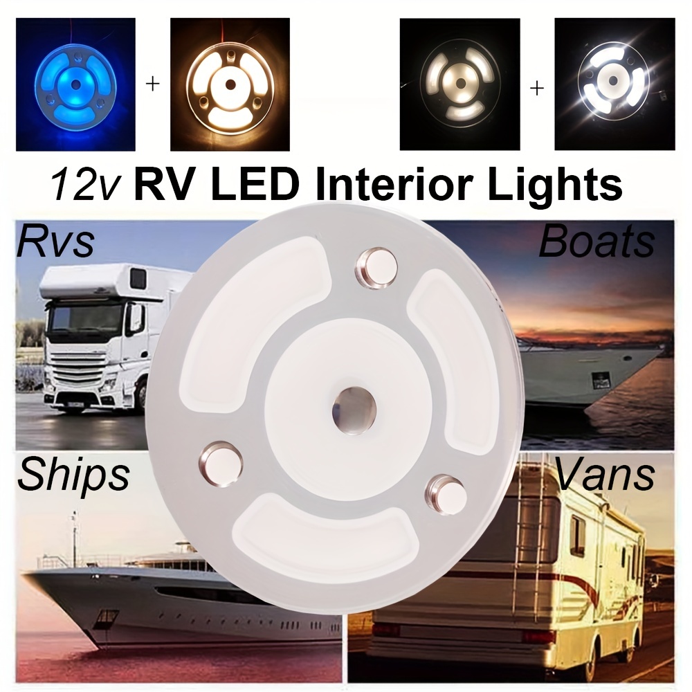 1pc 12V RV LED Interior Lights, RV Ceiling Dome Lights For Rvs Trailer  Motorhome Camper Boat Truck Van, Warm White / Blue,cool White / Orange