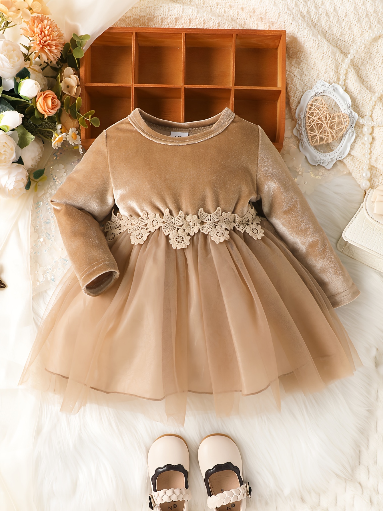 Baby Girls Fashion Autumn And Winter Thermal Belted Dress - Temu