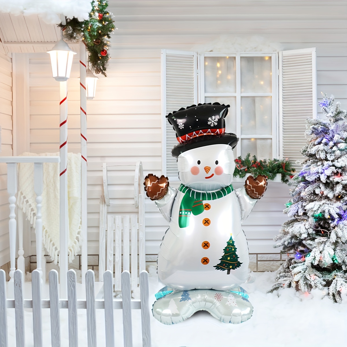 

1pc Oversized Standing Christmas Scarf Snowman Foil Balloon, Christmas Holiday Indoor Outdoor Party Decoration, Suitable For Christmas New Year Birthday Supplies