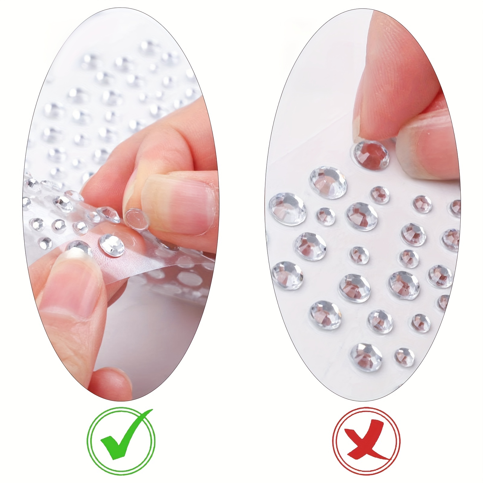 6sheets Clear Rhinestones Stickers, 2100pcs Self Adhesive Rhinestones For  Face, Bling Jewel Stickers, Crystal Gem Stickers For Crafts, Makeup, Face, H