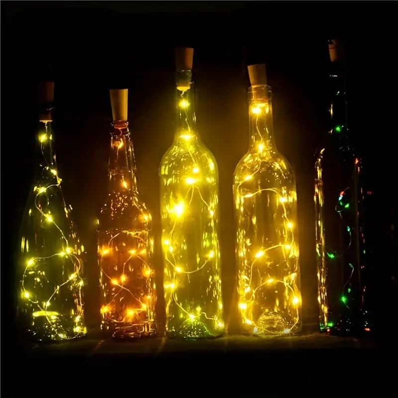 2pcs creative led red wine cork string lights star copper wire string lights bottle cork lights easter party celebration party supplies decoration lights details 4