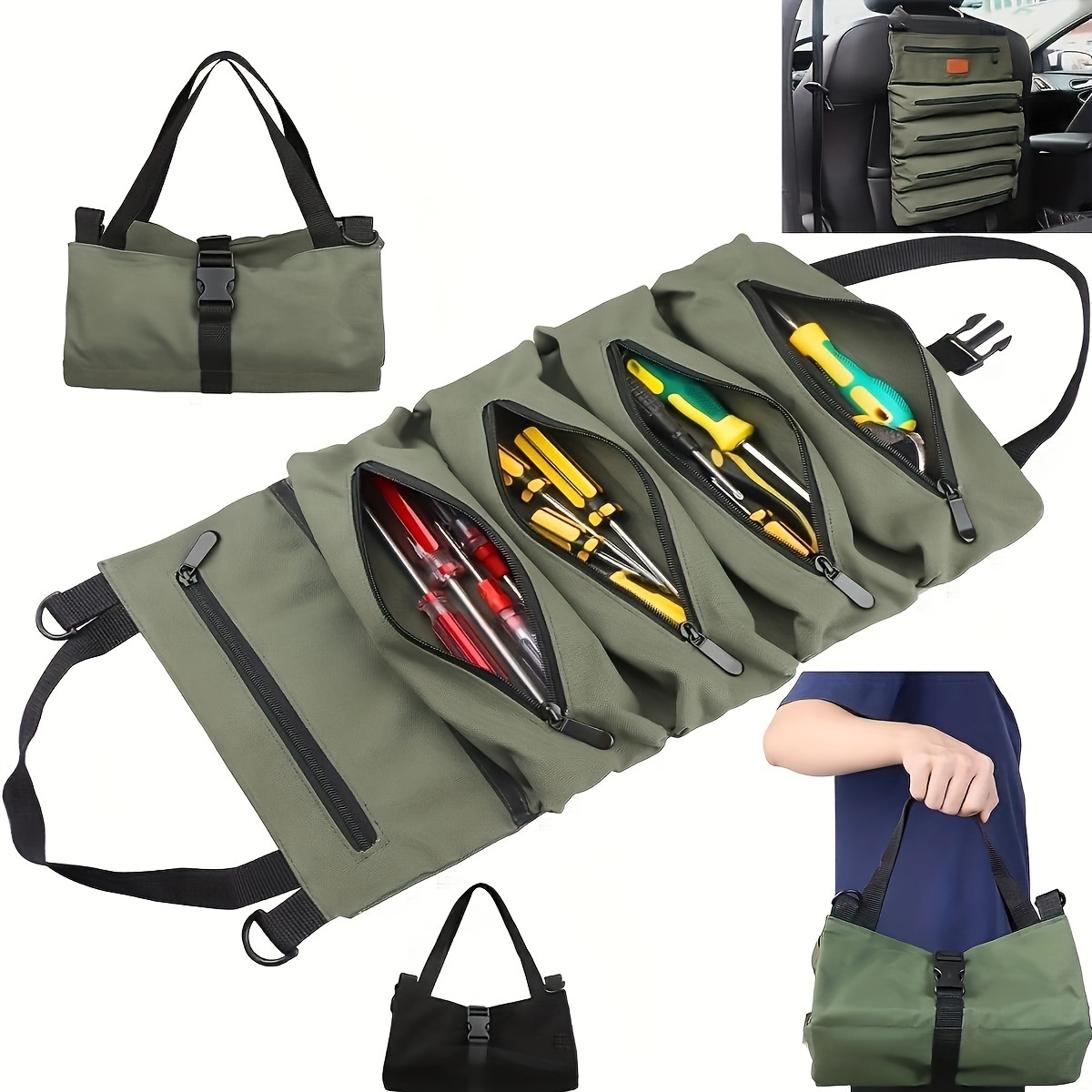 Roll Up Tool Bag Oxford Cloth Heavy Duty Tool Roll Up Pouch - Temu