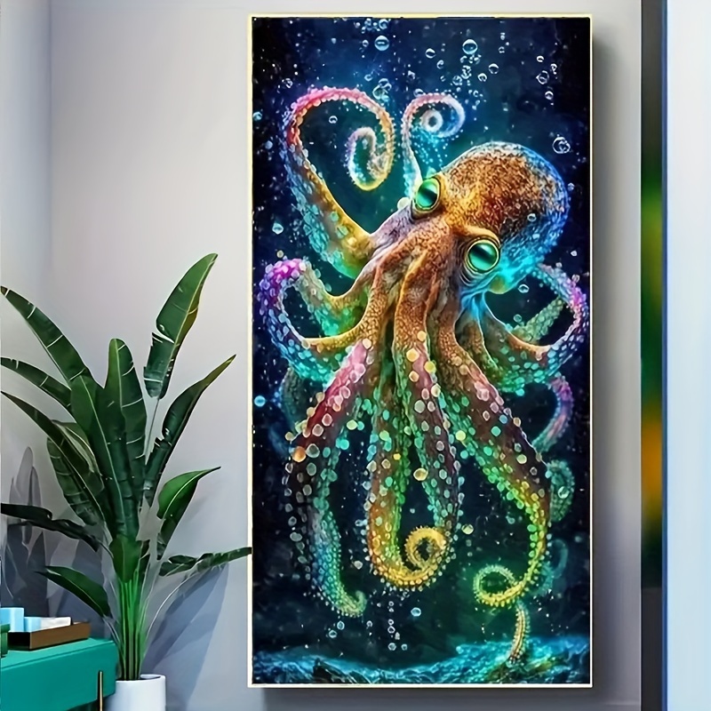 

1pc Diamond Of Ocean Octopus Painting, Home Decoration, Wall Hanging Decoration, Suitable For Adults Beginners Diamond Painting, Diy Handmade Aesthetic Handmade Diamond Painting