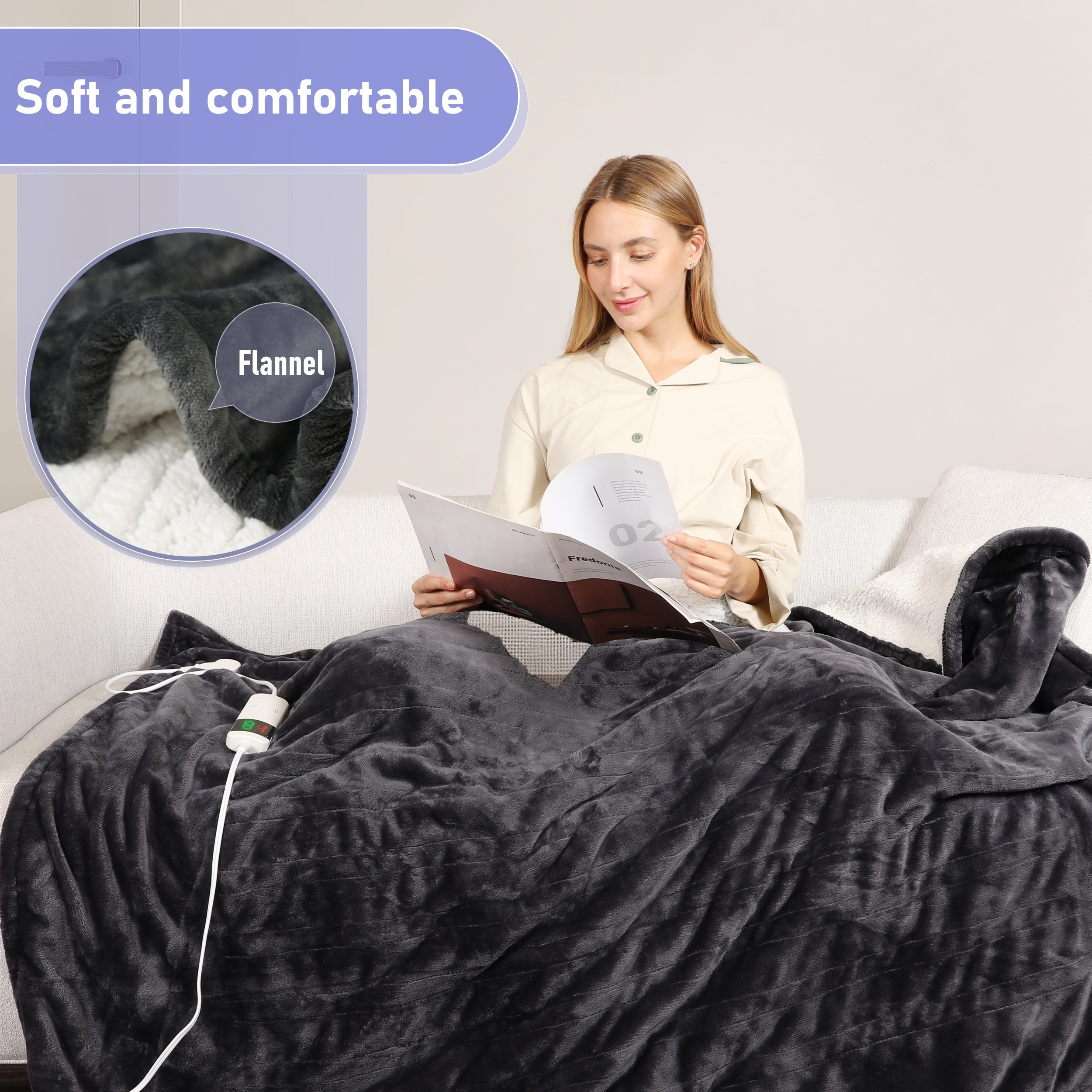 Heated Blanket, Machine Washable Extremely Soft and Comfortable
