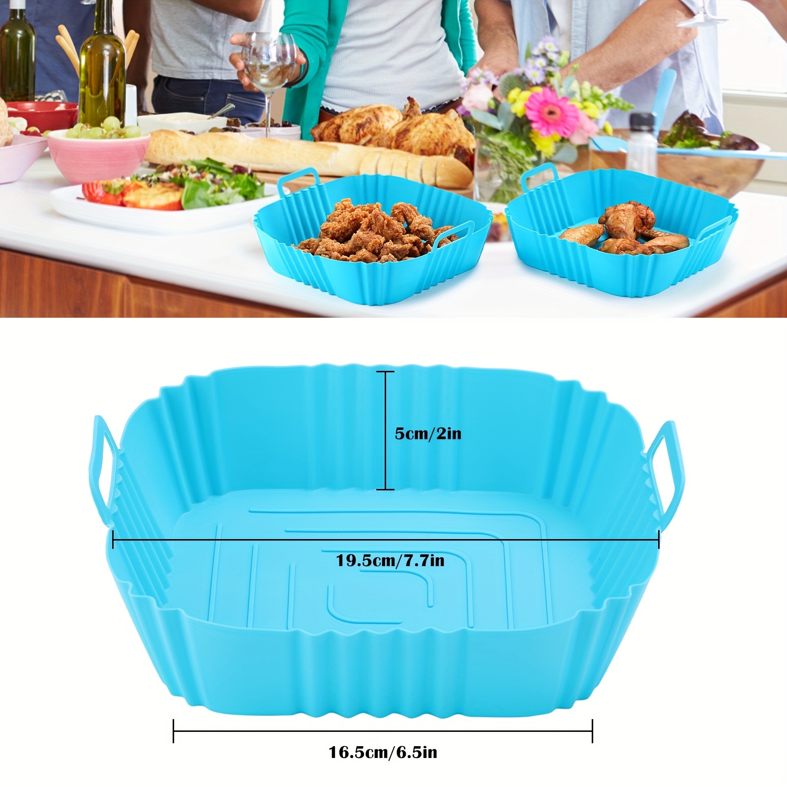 Silicone Air Fryer Liner Basket Square Reusable Air Fryer Tray Heat  Resistant Food Baking Air Fryer Oven Accessories - Temu