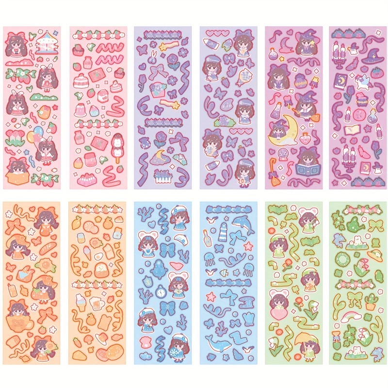 Goo Card Set Cute Cartoon Diy Journal Stickers Laser Goo - Temu