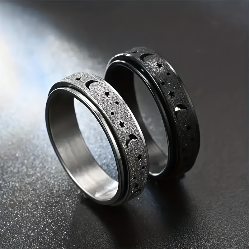 Moon & Star Anxiety Fidget Ring Stainless Steel Multicolor