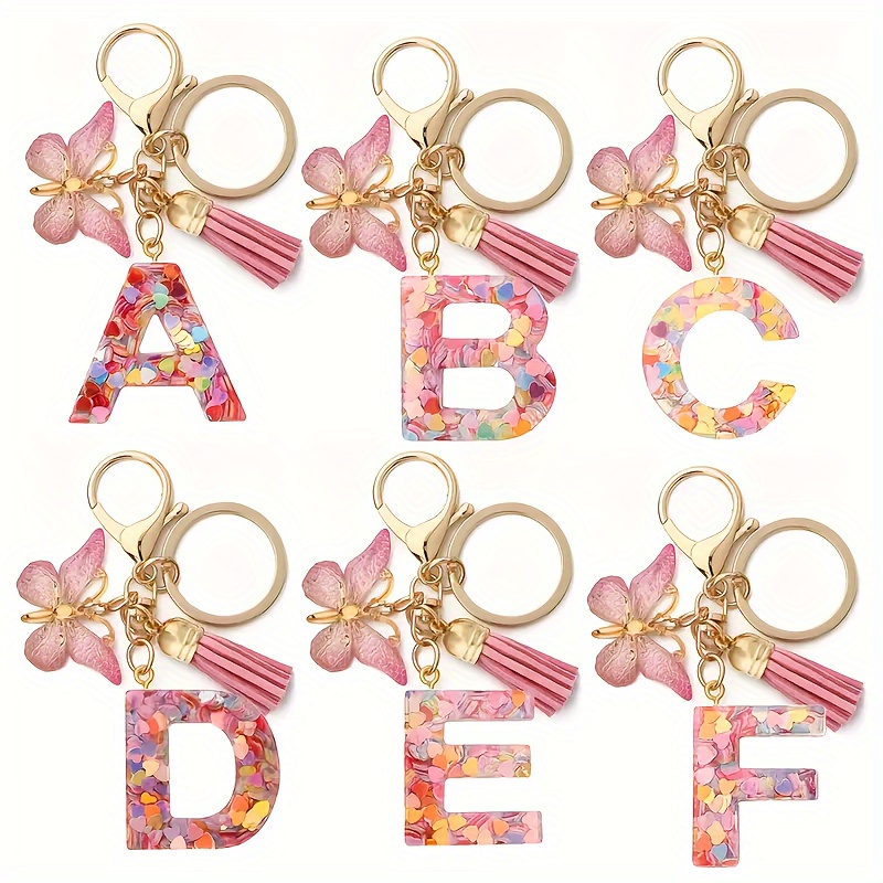 

Alphabet Initial Letter Keychain Cute Butterfly Key Chain Ring Purse Bag Backpack Charm Earbud Case Cover Accessories Women Girls Gift