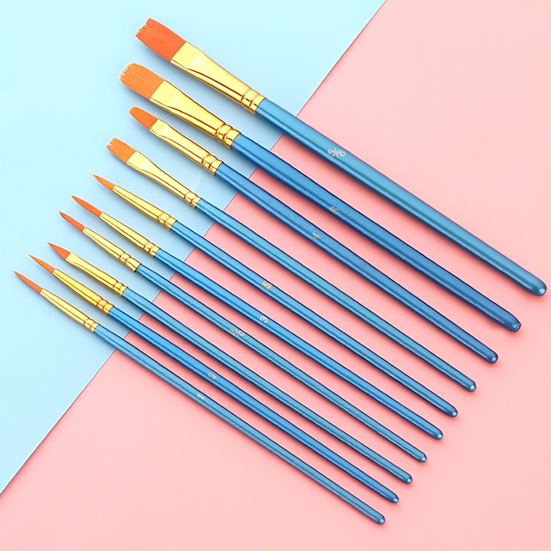 10pcs1 Pack Pink Paint Brushes Set, 10 Pieces Round Pointed Tip  Paintbrushes Artist Acrylic Paint Brushes for Acrylic Oil Watercolor, Face  Nail Body