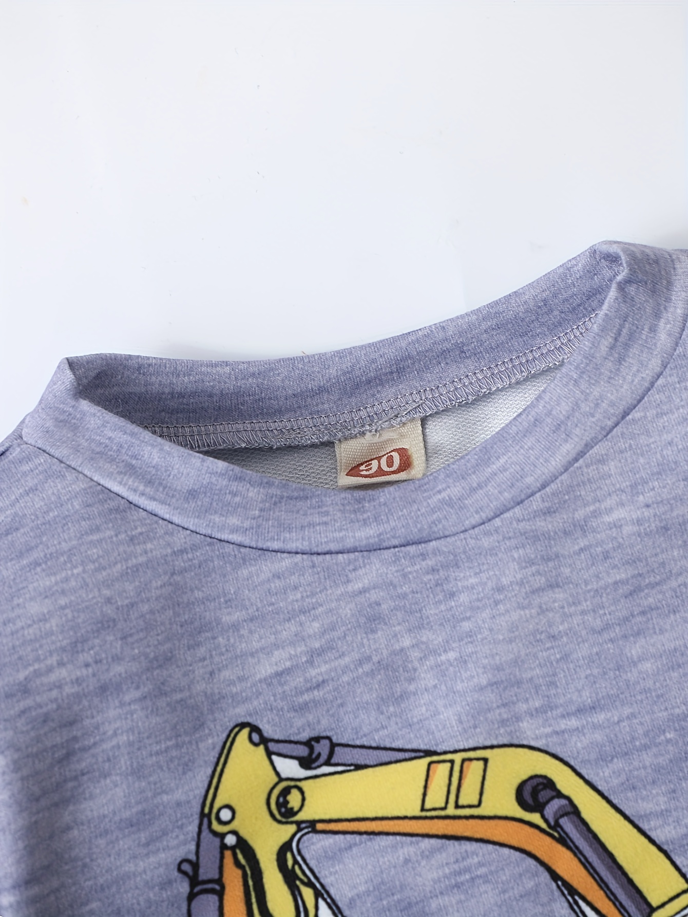 2pcs Toddler Boy Vehicle Excavator Print Grey Sweatshirt and Pants Set