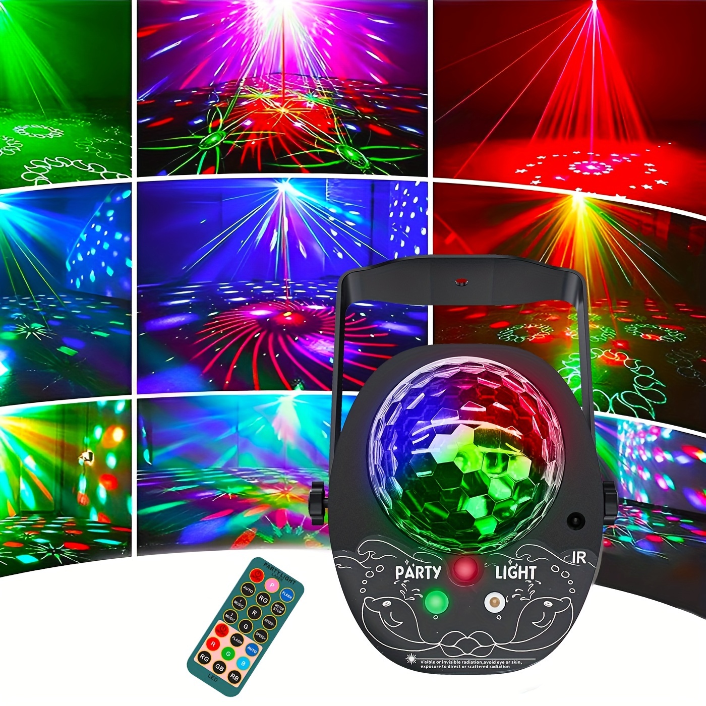 Lumière de scène Disco rotative à LED, boule de DJ, stroboscope