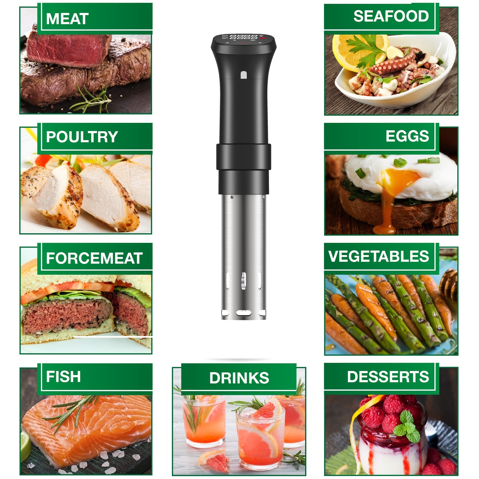 1pc sous vide accurate cooker machine 1100w hot immersion cookware circulator temperature accurate digital timer ultra quiet stainless steel kitchen heater