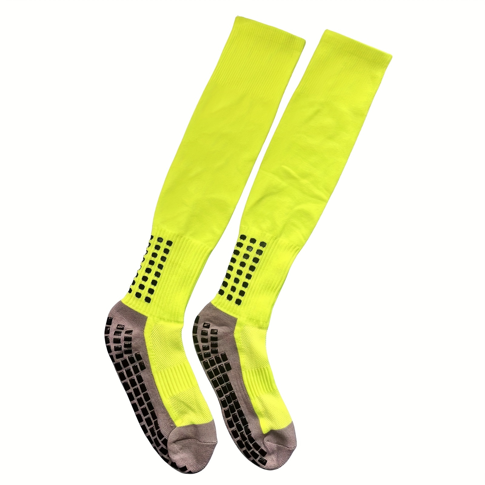 Elastic Anti-Shock Hygroscopic Thickened Towel Bottom Nylon Mid Tube Socks  Stripe Soccer Socks Football Socks Sports Socks Men Women Socks FLUORESCENT  GREEN 